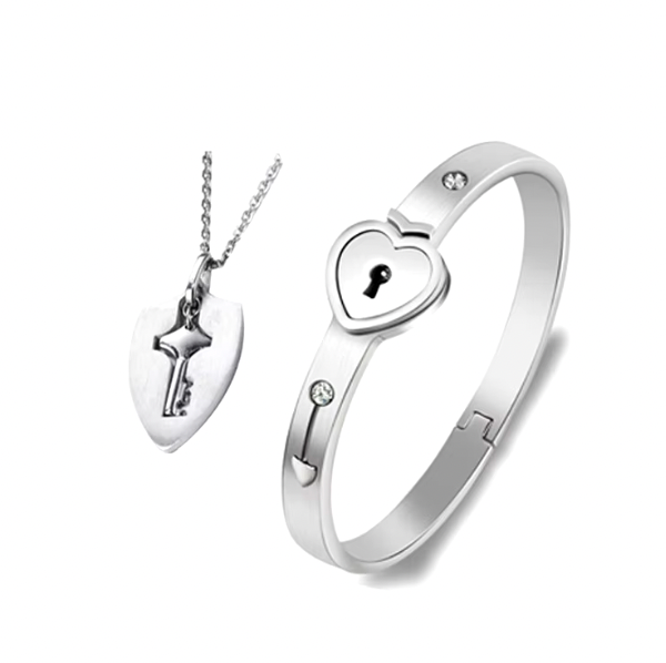 PRODUCTO EXCLUSIVO SET DE JOYERIA TRUE LOVE: CADENA + PULSERA ACERO INOXIDABLE