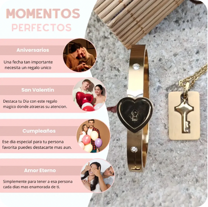 PRODUCTO EXCLUSIVO SET DE JOYERIA TRUE LOVE: CADENA + PULSERA ACERO INOXIDABLE