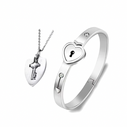PRODUCTO EXCLUSIVO SET DE JOYERIA TRUE LOVE: CADENA + PULSERA ACERO INOXIDABLE